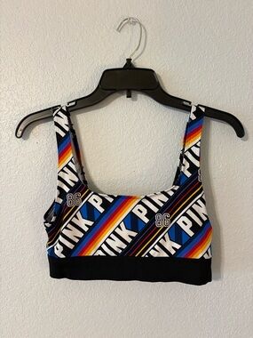 Victoria's Secret PINK Ultimate Rainbow Logo Bra - Black Band